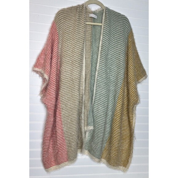 House of Harlow 1960 Pink and Green Color-Block Poncho Sweater Size L - Picture 5 of 14